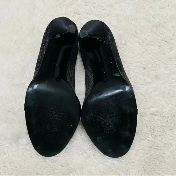 Stuart Weitzman - Shalimar Black Fireworks Mesh Lace Heels - Picture 5 of 8